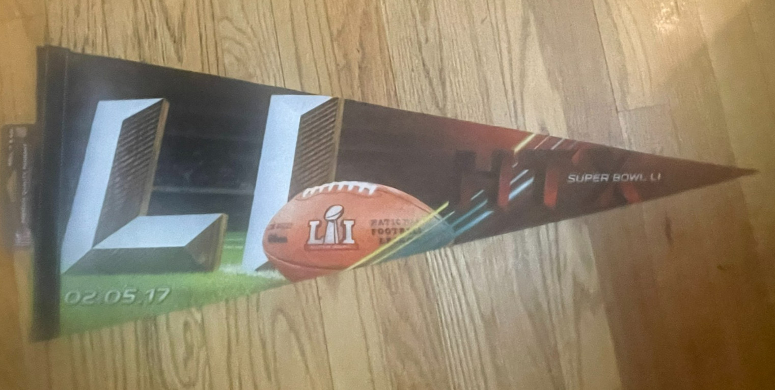 Super Bowl LI 51 Houston Texas 2017 Patriots vs Falcons NFL Pennant Banner