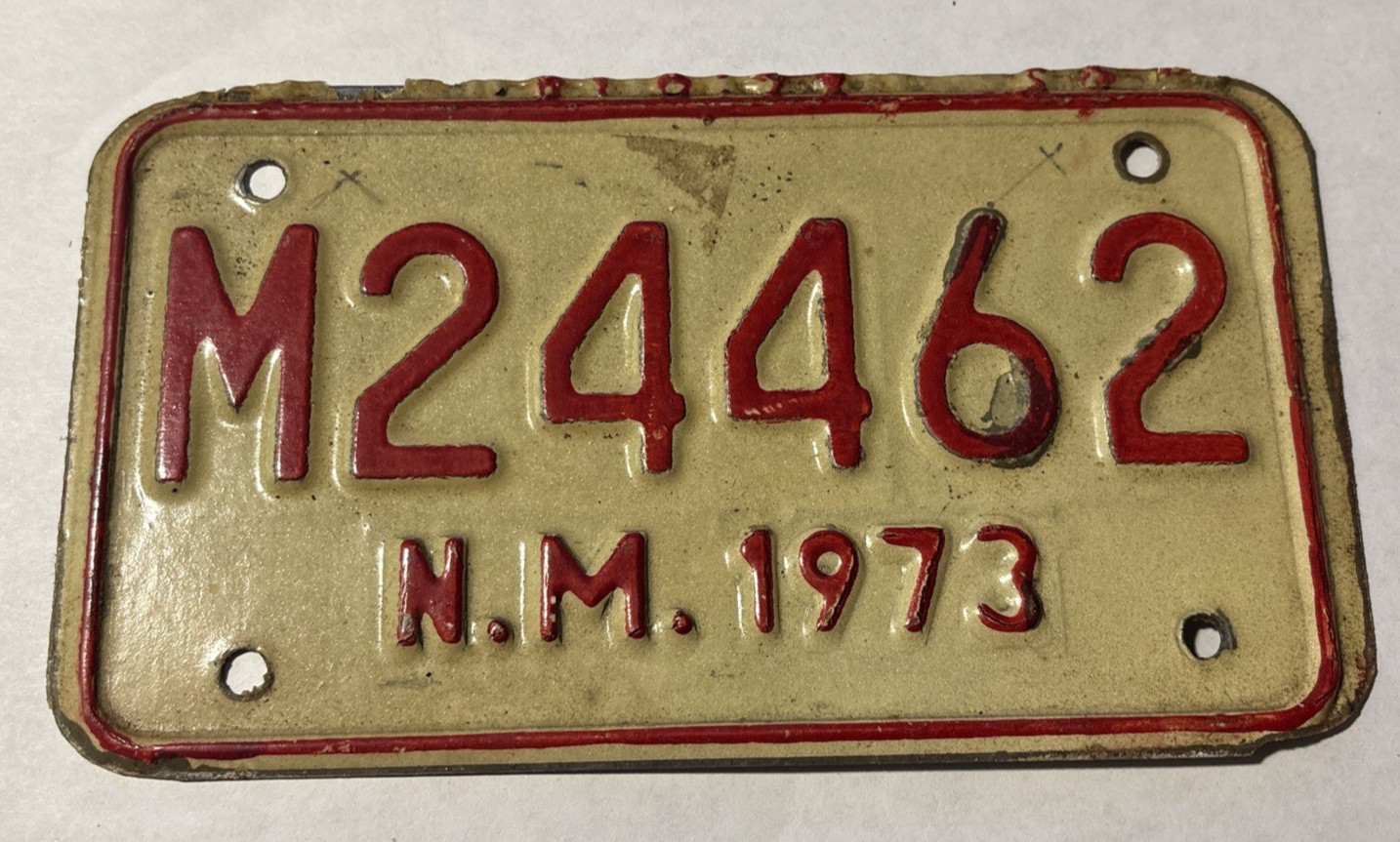 Vintage New Mexico 1973 Motorcycle Collectible License Plate