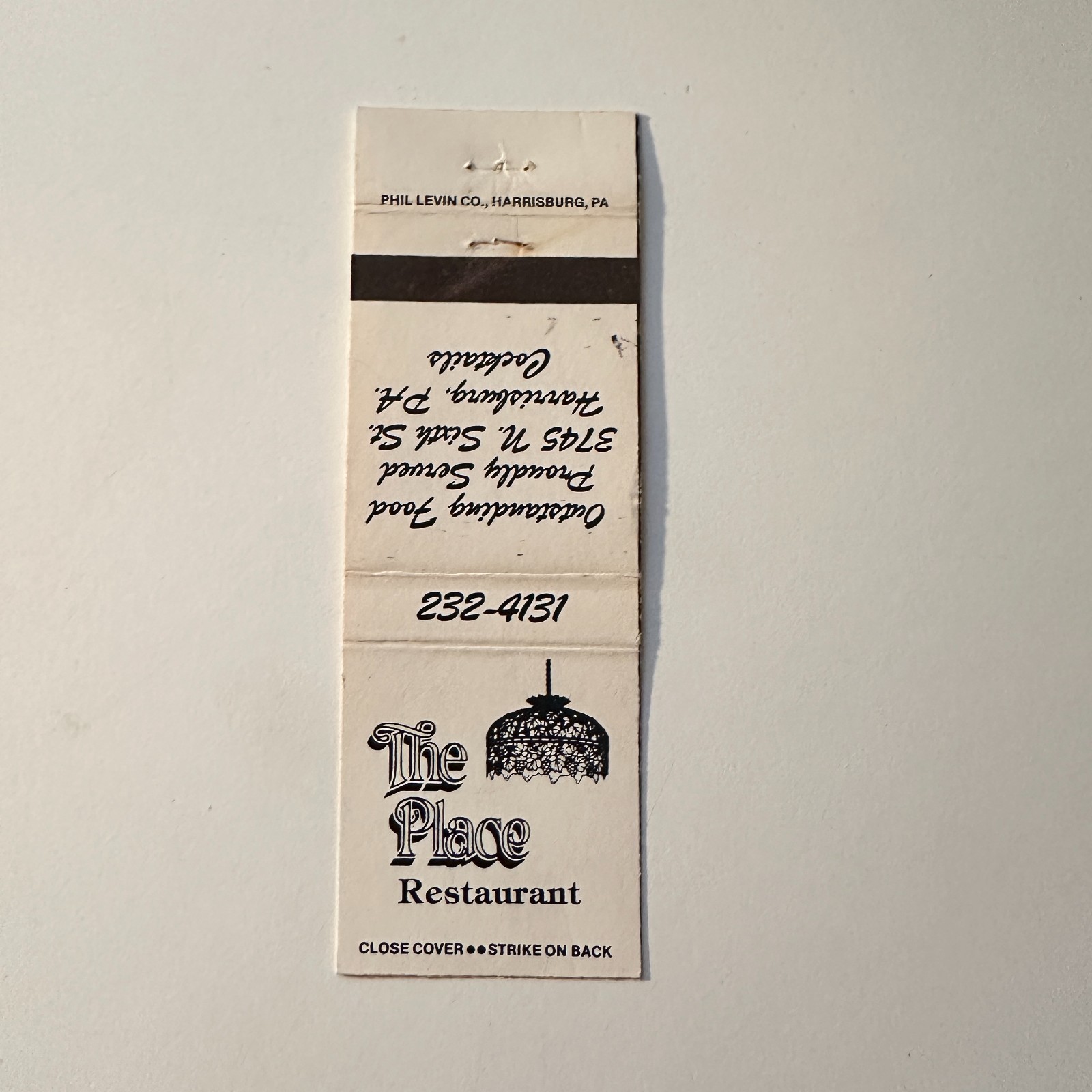 The Place Restaurant Harrisburg PA Vintage Matchbook Cover 5MB131-1