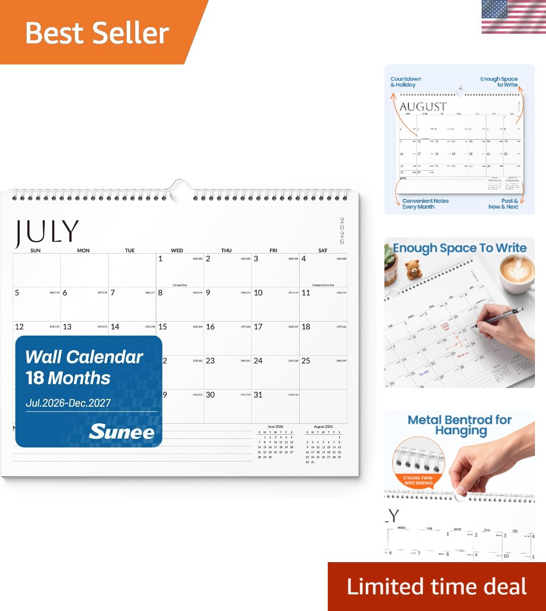 2026-2027 Monthly Calendar - Spacious 14.5x11.5 Wall Planner for Easy Organizing