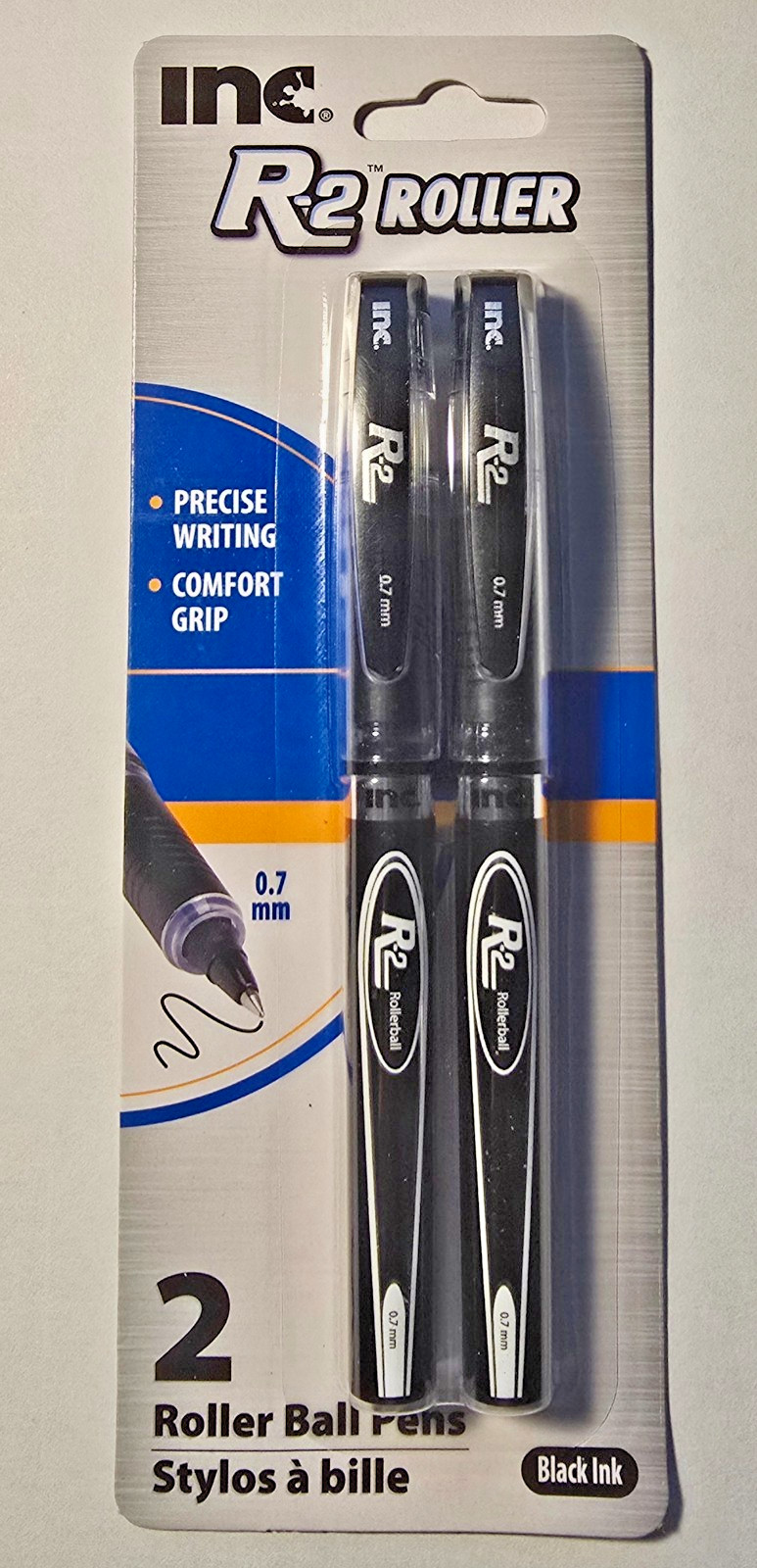 New INC R2 ROLLER 0.7mm Ball Pens - 1pk w/ 2ct Black or Blue Inc. R-2 Pens