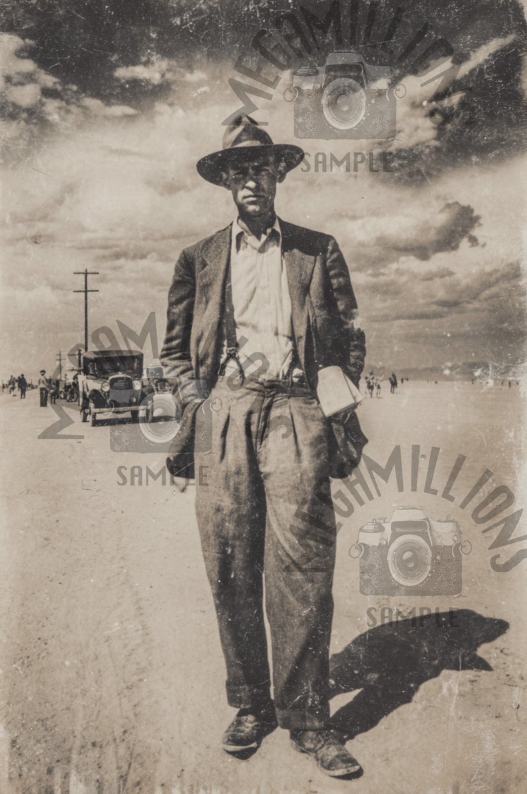 Vintage Photo of stranded american man - 1920\'s  rare photography  - 496 cars