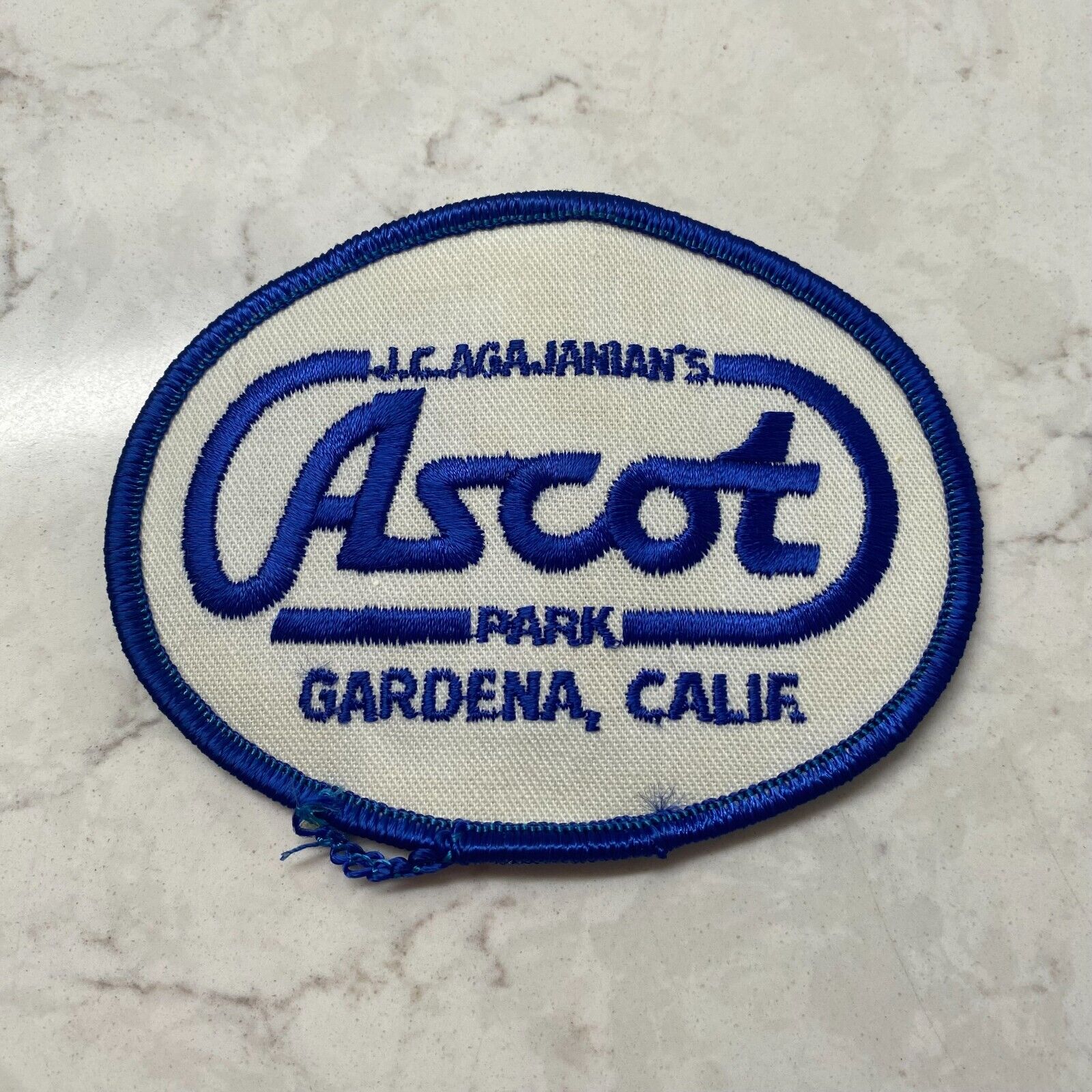Vintage J.C. Agajanian Ascot Park Gardena Calif Embroidered Oval Rare Patch