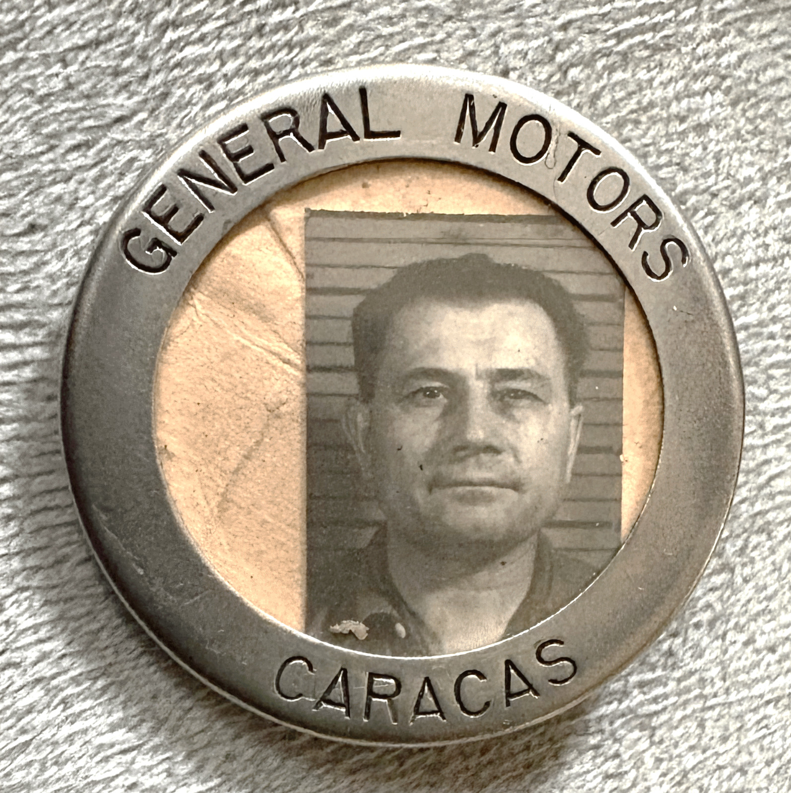 Rare Vtg Int\'l Employee Badge GM CARACUS; Antimano Venezuela; Automotive Ass\'y