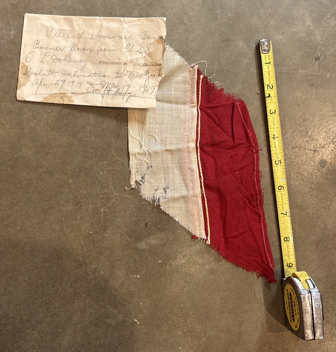 WWI Tanker USS Edward L. Doheny III US Navy Swatch Of Ships Flag Return Home