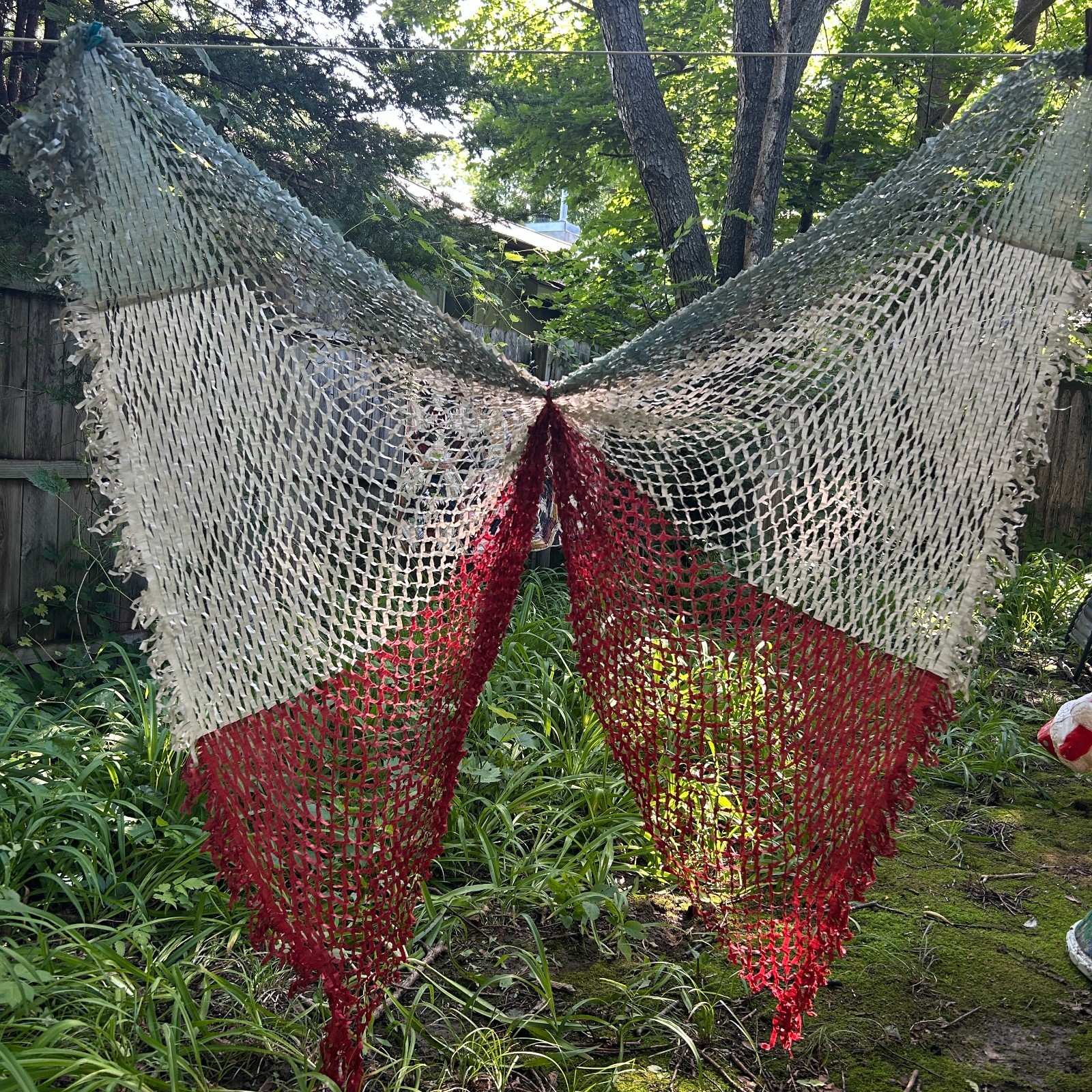OOAK Handmade Antique Cut Cloth Banner Red White Blue Patriotic Bunting Folk Art