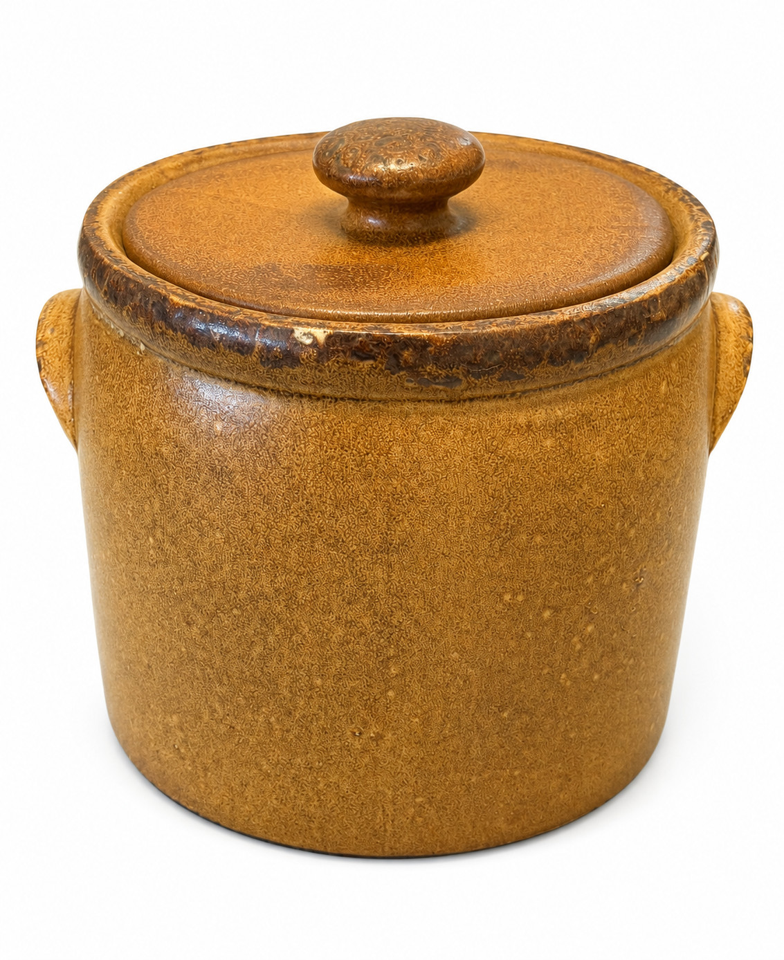 Vintage McCoy 1420L Bean Pot Crock Lid Brown Stoneware USA 1970s Pottery