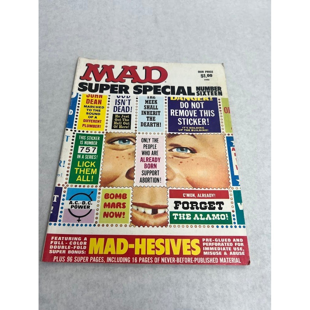 Vintage Mad Super Special Number 16 1975 with Mad-Hesives Stickers Bonus Vintage Mad Super Special Number 16 1975 with Mad-Hesives Stickers Bonus