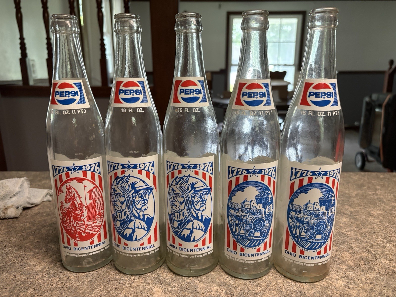 Lot Of 5 Ohio Bicentennial Pepsi Bottles Vintage 1976 - 3 Different Variations Lot Of 5 Ohio Bicentennial Pepsi Bottles Vintage 1976 - 3 Different Variations