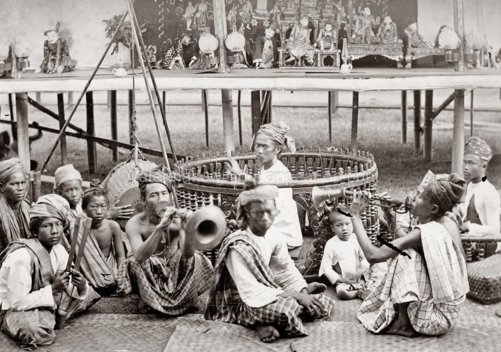 Java Indonesia Marionette Show Music Orchestra Puppets Vtg. Photo 19thC.