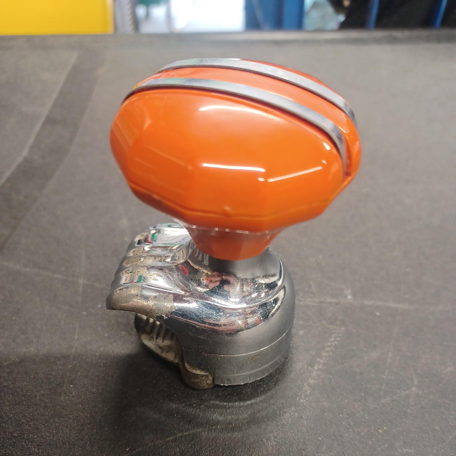Vintage MORTON Steering Wheel Spinner Knob Brodie Suicide Clamp-On Orange 