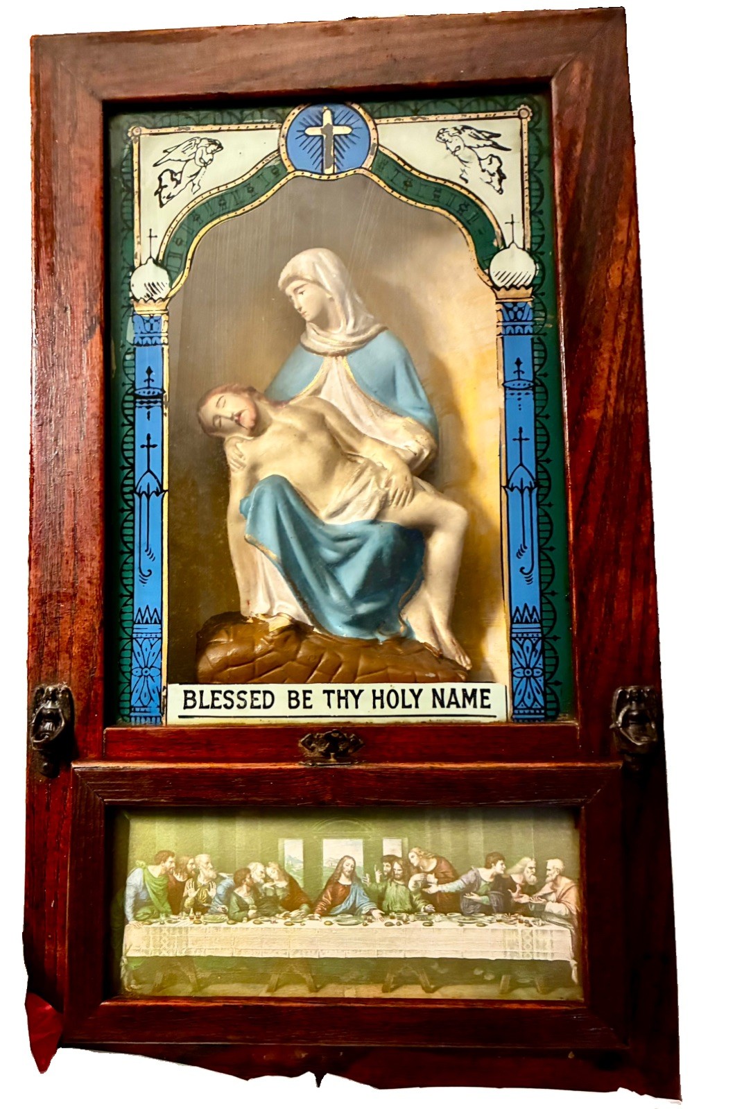 Vintage Catholic Viaticum Sick Call Set Last Rites Communion Wooden Box