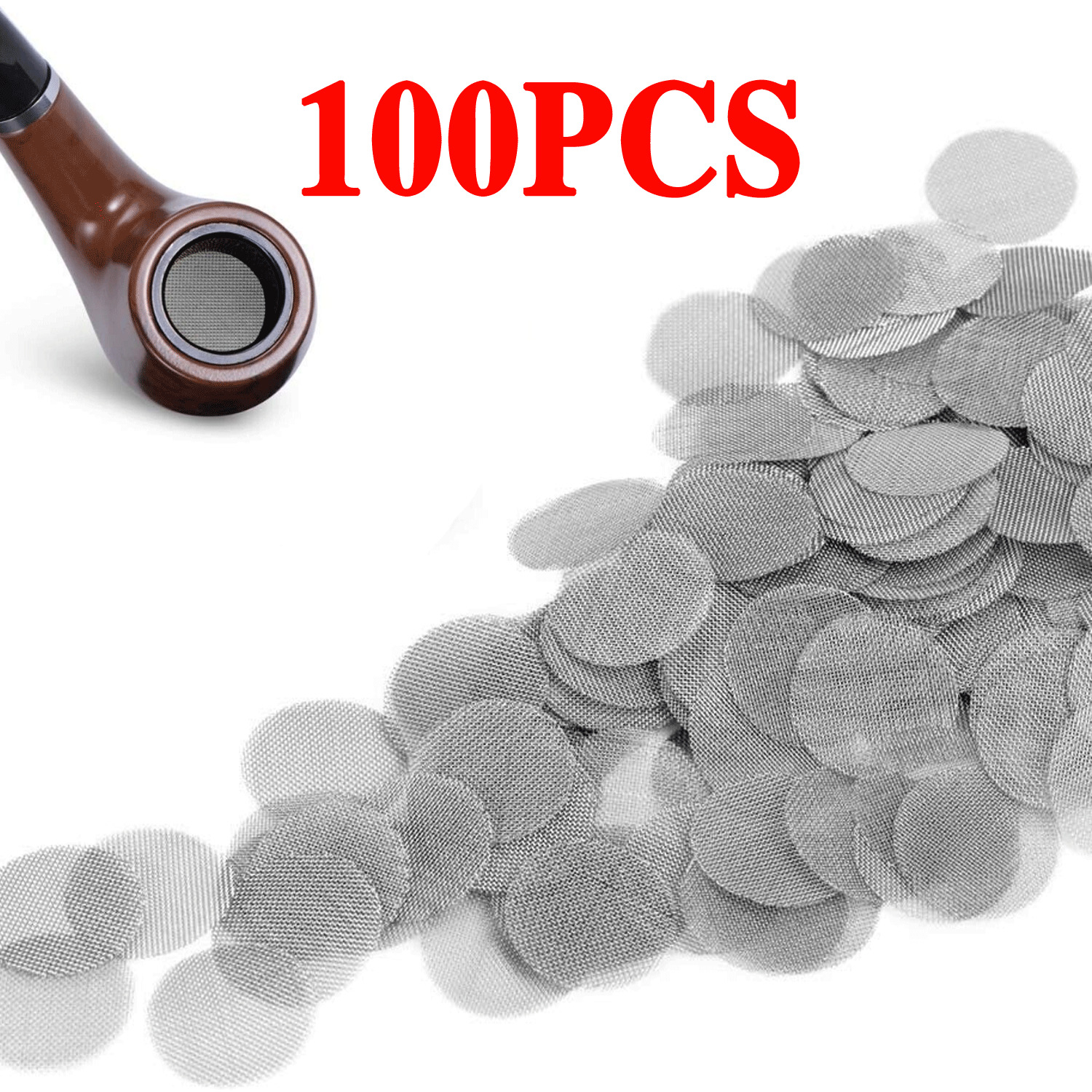100 pcs Pipe Screens Stainless Steel Metal Tobacco Smoking Pipe Filters 3/4 Inch