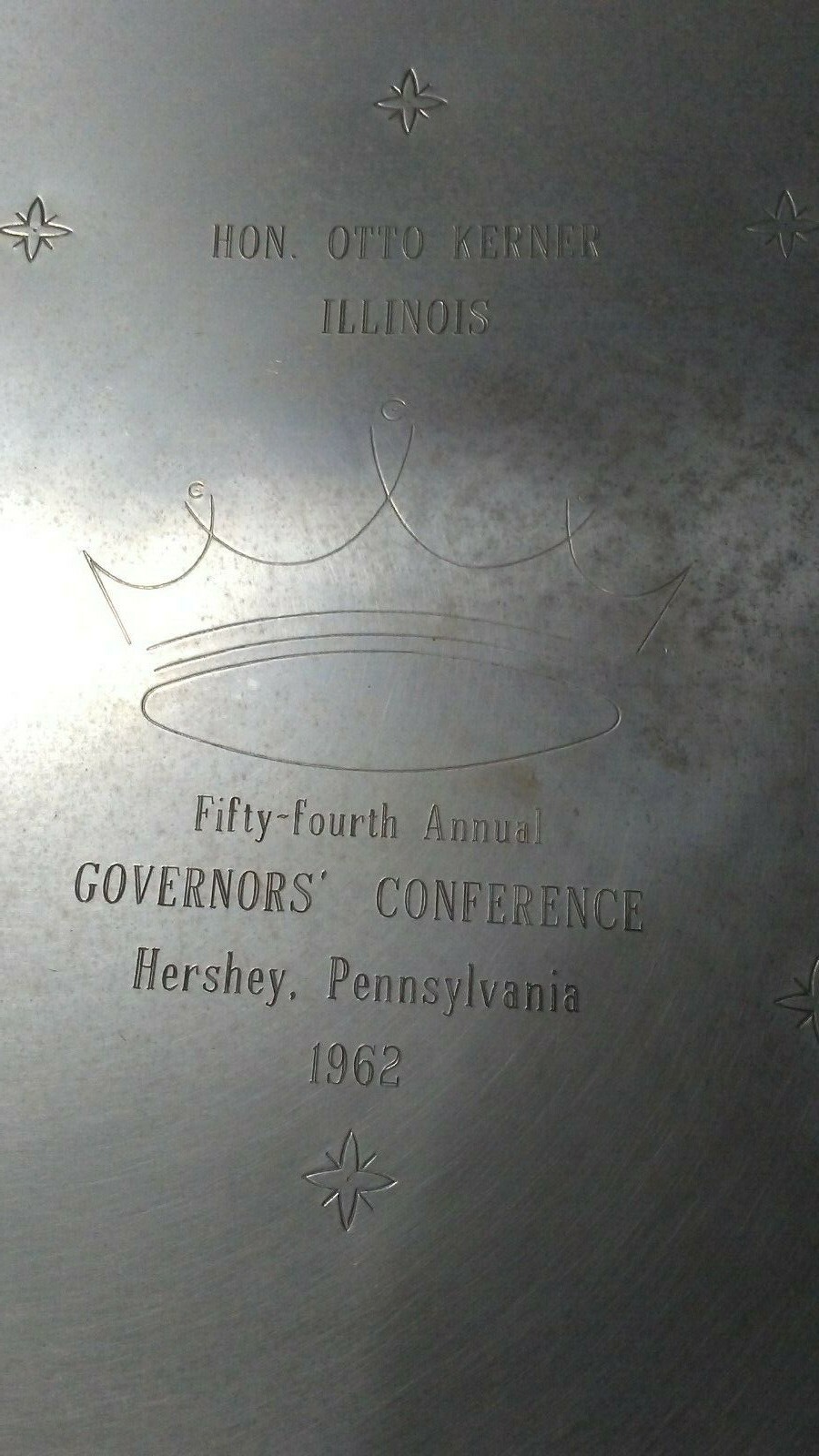 1962 Hon. Otto Kerner (IL) Governors' Conference Decorative Charger 1962 Hon. Otto Kerner (IL) Governors' Conference Decorative Charger
