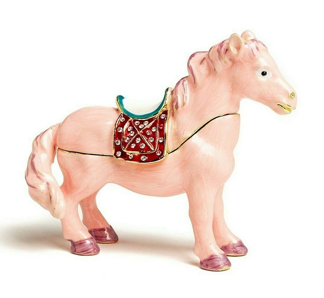 Pink Horse trinket box hand made by Keren Kopal & Austrian crystals 