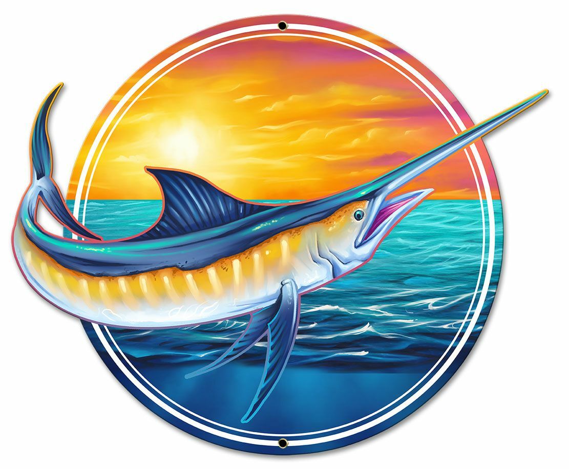 MARLIN FISH OCEAN LIFE HEAVY DUTY USA MADE METAL HOME DECOR RESTAURANT BAR SIGN