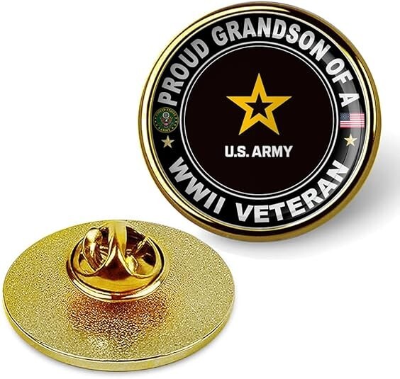 Proud Grandson Of A Wwii Veteran Tie Suit Shirt Lapel Pin - Gold