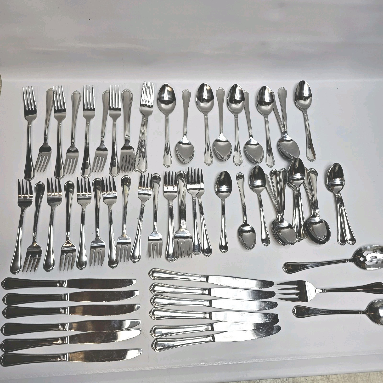 82 Pc Pfaltzgraff Greenwich-Lancaster Stainless Steel Flatware Service for 12+