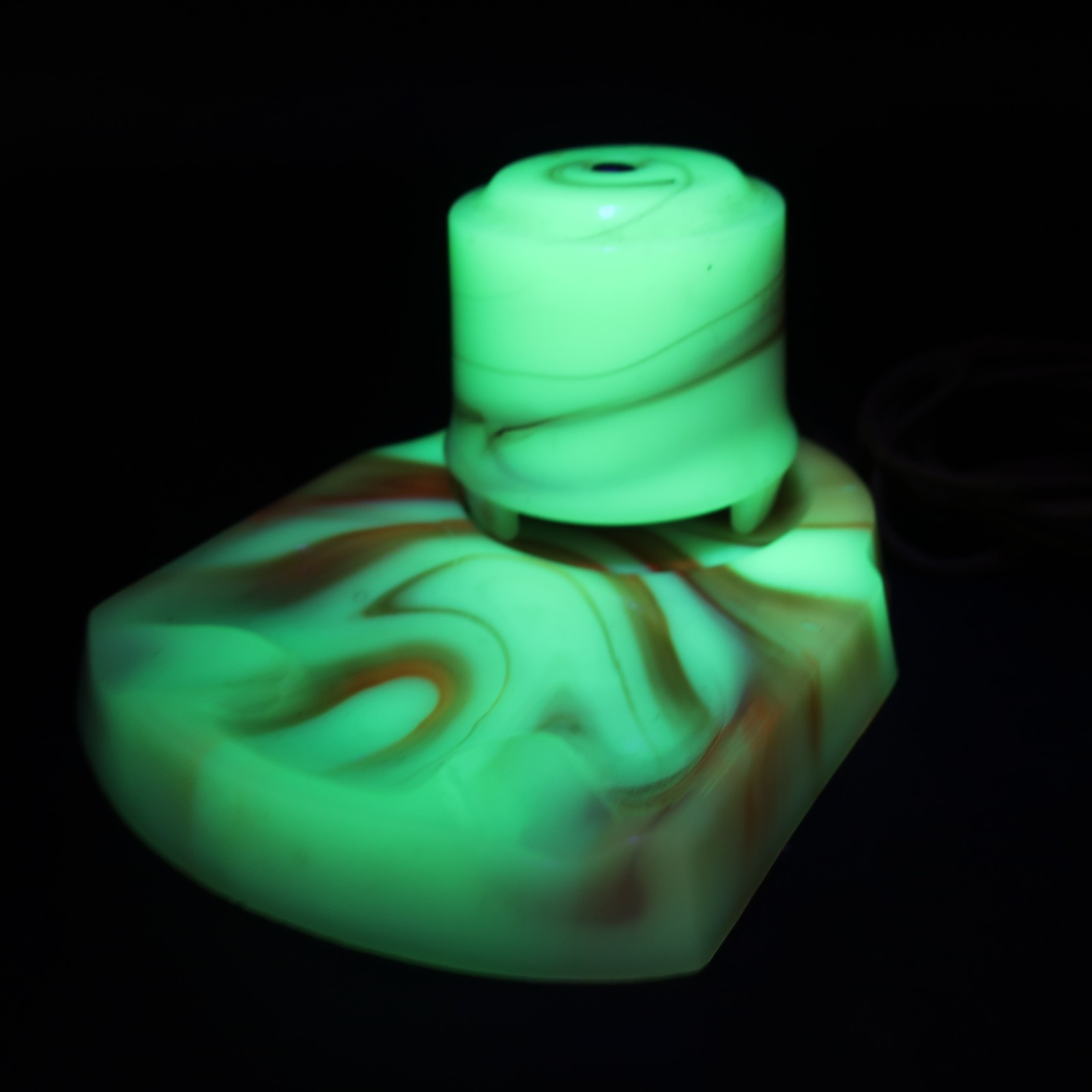 VTG 1930s VIDRIO Cigarette Lighter Ashtray URANIUM Slag Glass Akro Agate