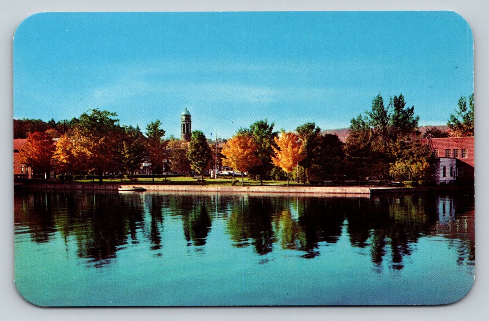 Lake Flower & Riverside Park Saranac Lake New York VINTAGE Postcard