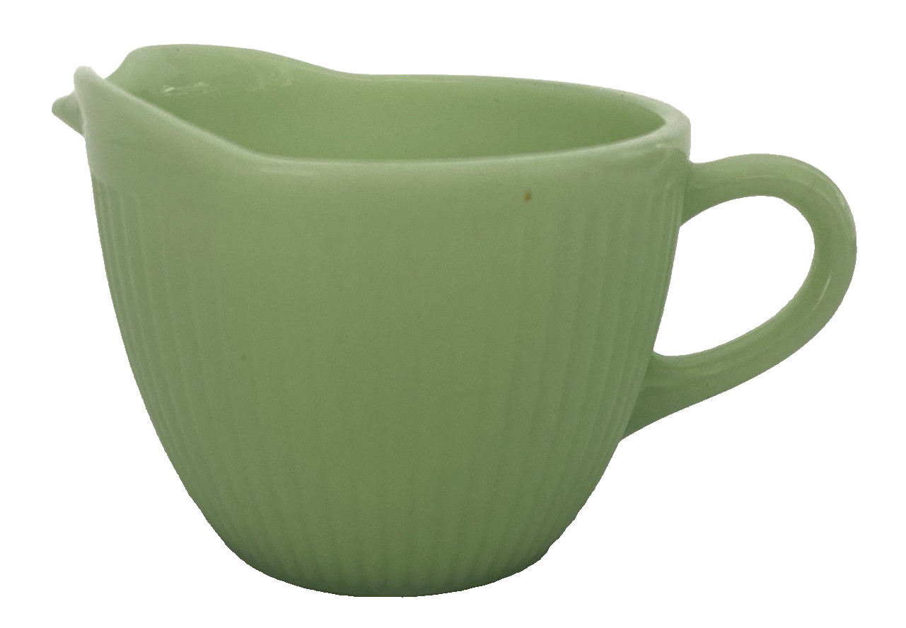 Vintage Anchor Hocking Fire King Jadeite Jane Ray Creamer Ribbed Pattern