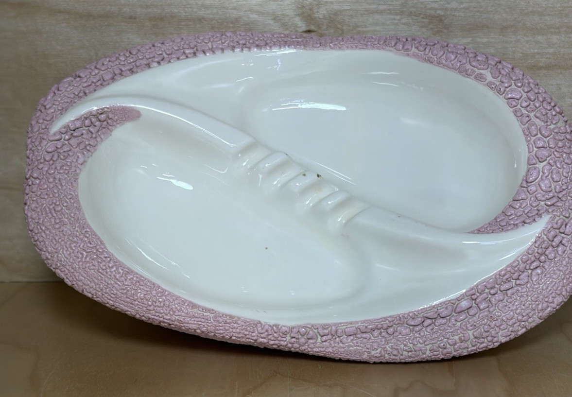 Vintage Ashtray MCM Retro Boho Ceramic Pink Crater Lava Glaze
