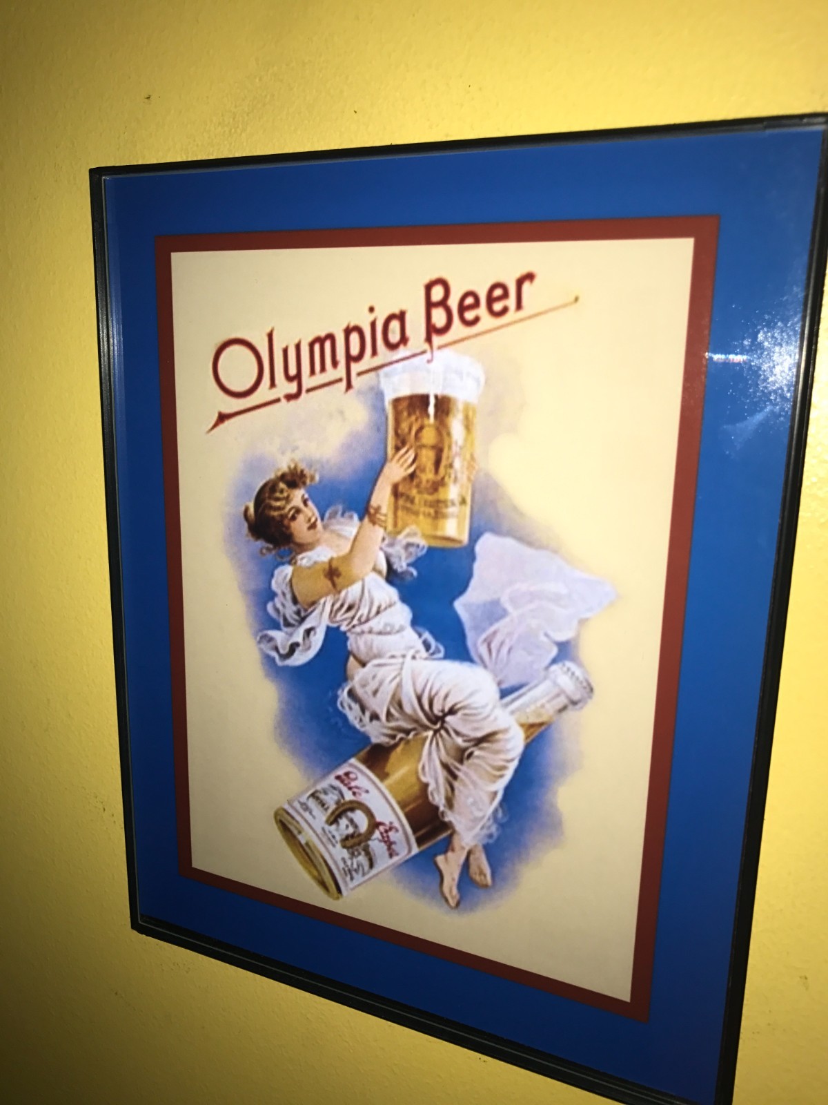 OLY Olympia Gibson Girl Beer Bar Man Cave Framed Advertising Sign