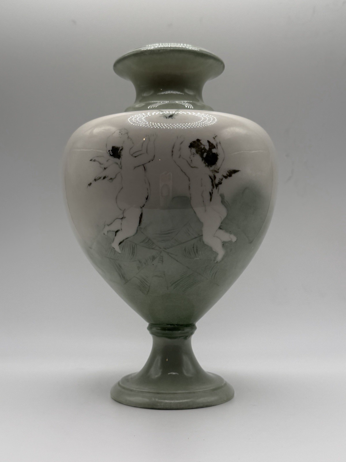 Antique Ceramic Art Company Pedestal Vase - (1889-1906) With Artist Signature 
