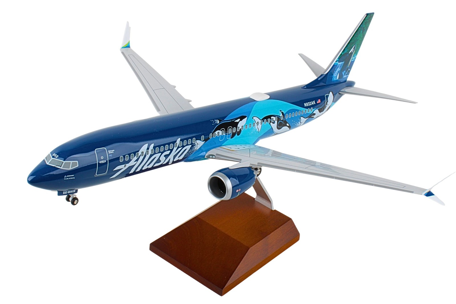 Skymarks SKR8294 Alaska Airlines 737-Max 9 West Coast Wonder Desk 1/100 Model