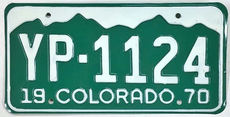 Vintage Colorado 1970 License Plate YP-1124 Kiowa County Unused Green Beauty