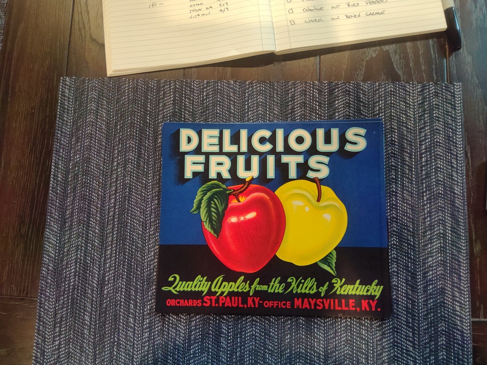 Vintage Delicious Fruits Original Unused Apple Crate Label St. Paul, Kentucky