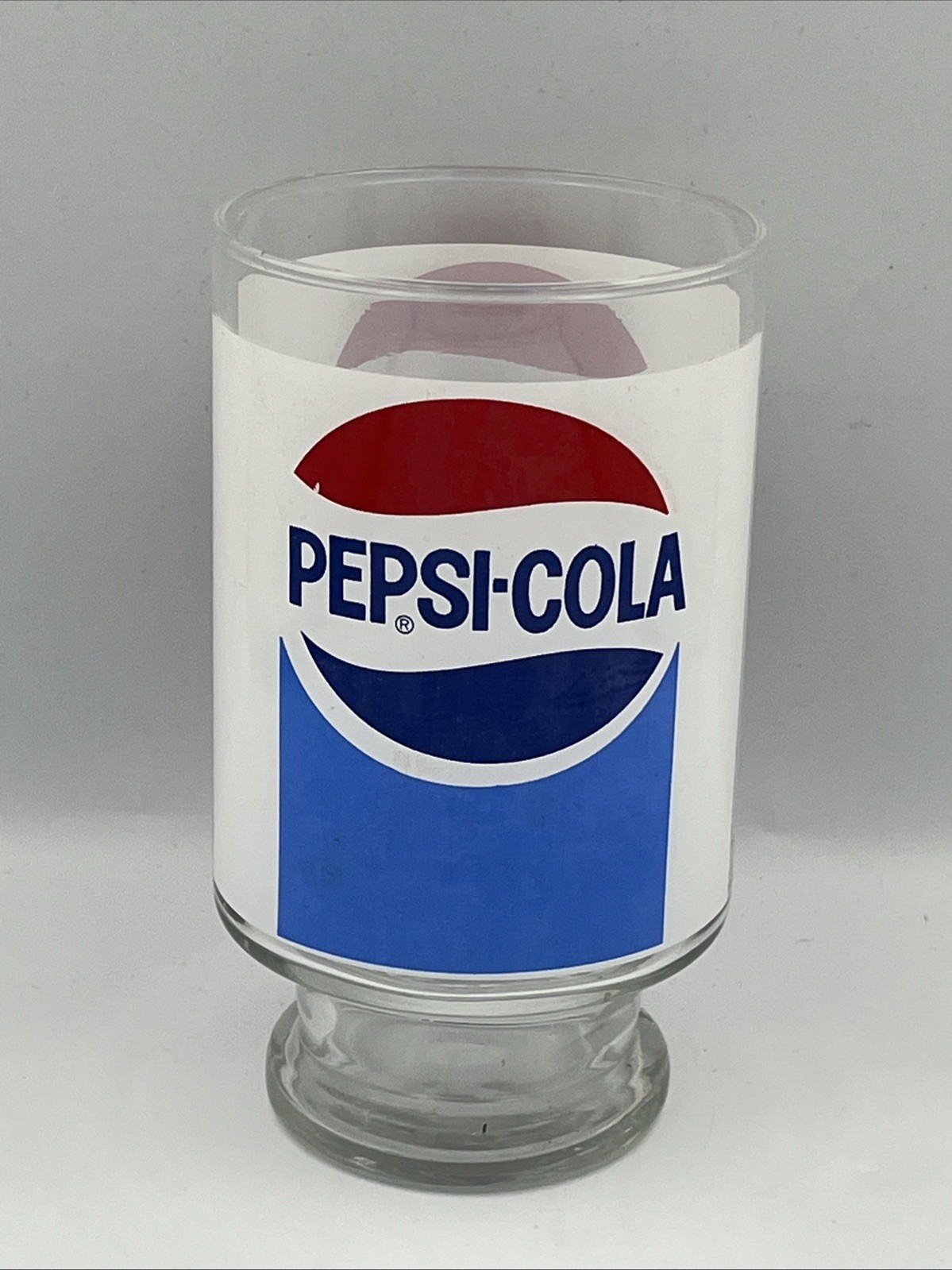 Vintage Pepsi Cola Large Footed 32 Ounce Drinking Tumbler Glass Pedestal 