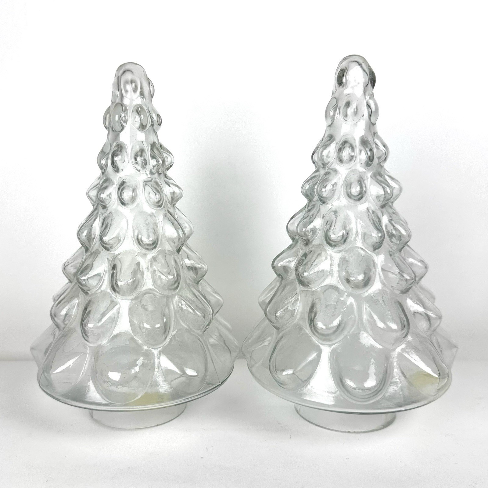 VTG Pier 1 Clear Glass Christmas Trees Lot Of 2
