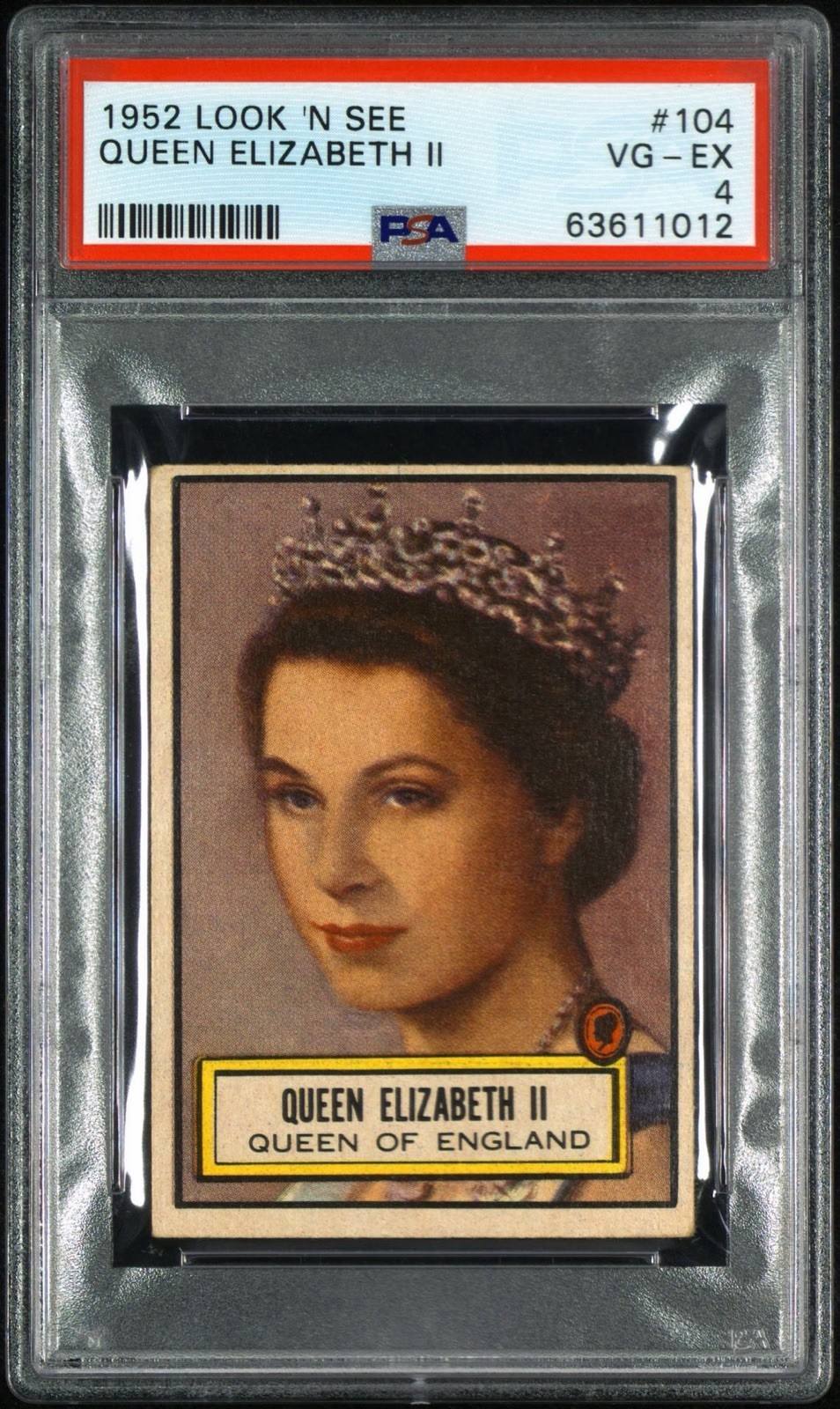 1952 Look \'n See #104 Queen Elizabeth ROOKIE CARD PSA 4