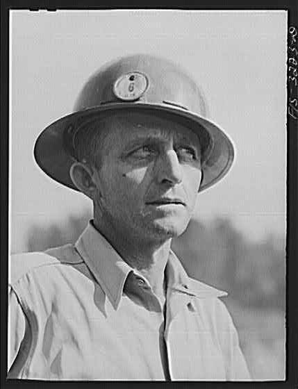 Photo:Douglas Dam Tennessee TVA Foreman Helmet Portrait 1930s