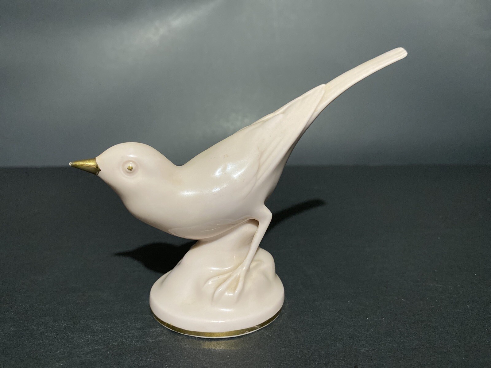 Vintage Erphila Germany Bird figurine Sleek Pink porcelain gold decoration 1986 Vintage Erphila Germany Bird figurine Sleek Pink porcelain gold decoration 1986