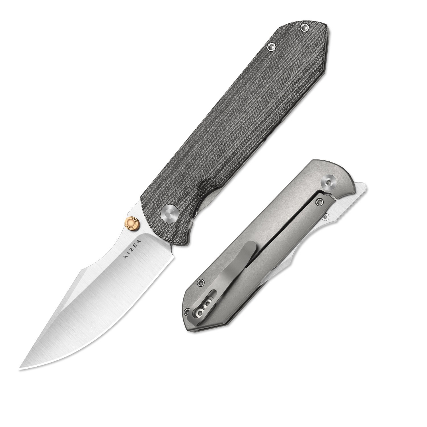Kizer Harpoon Fold Folding Pocket Knife Elmax Blade Titanium & Micarta Handle