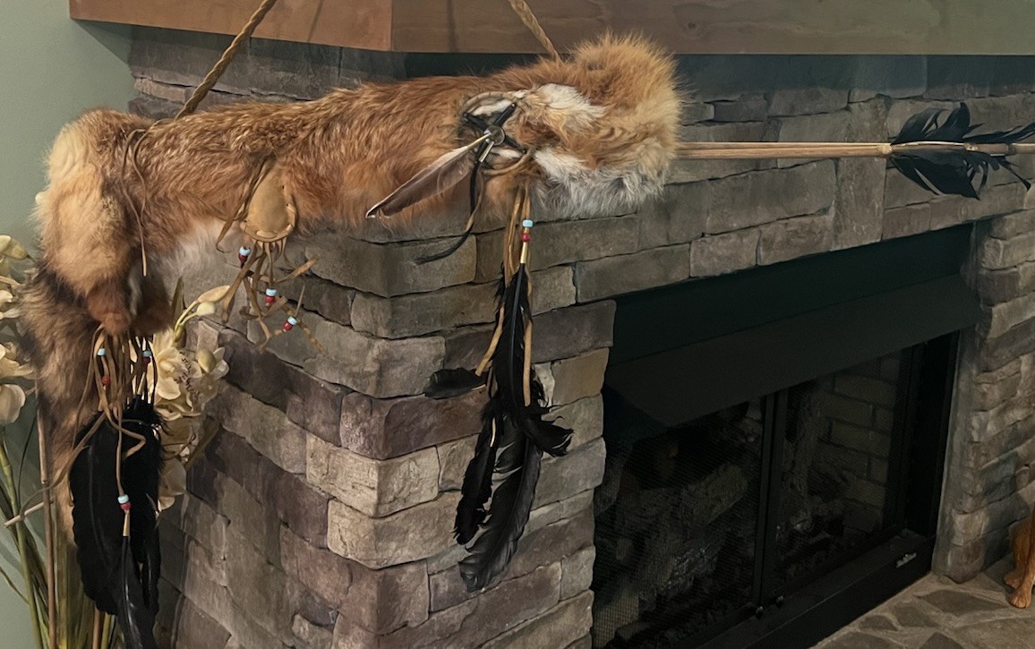 Native American Red Fox Quiver & Arrows With Leather And Beads