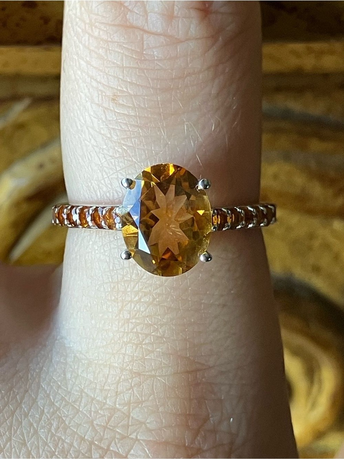 Natural Brazilian Citrine Madeira Citrine Ring Size 8.75