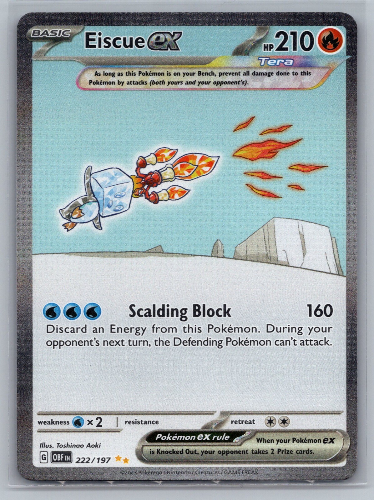 Eiscue 222/197 Obsidian Flames Illustration Rare Holo - Obsidian Flames