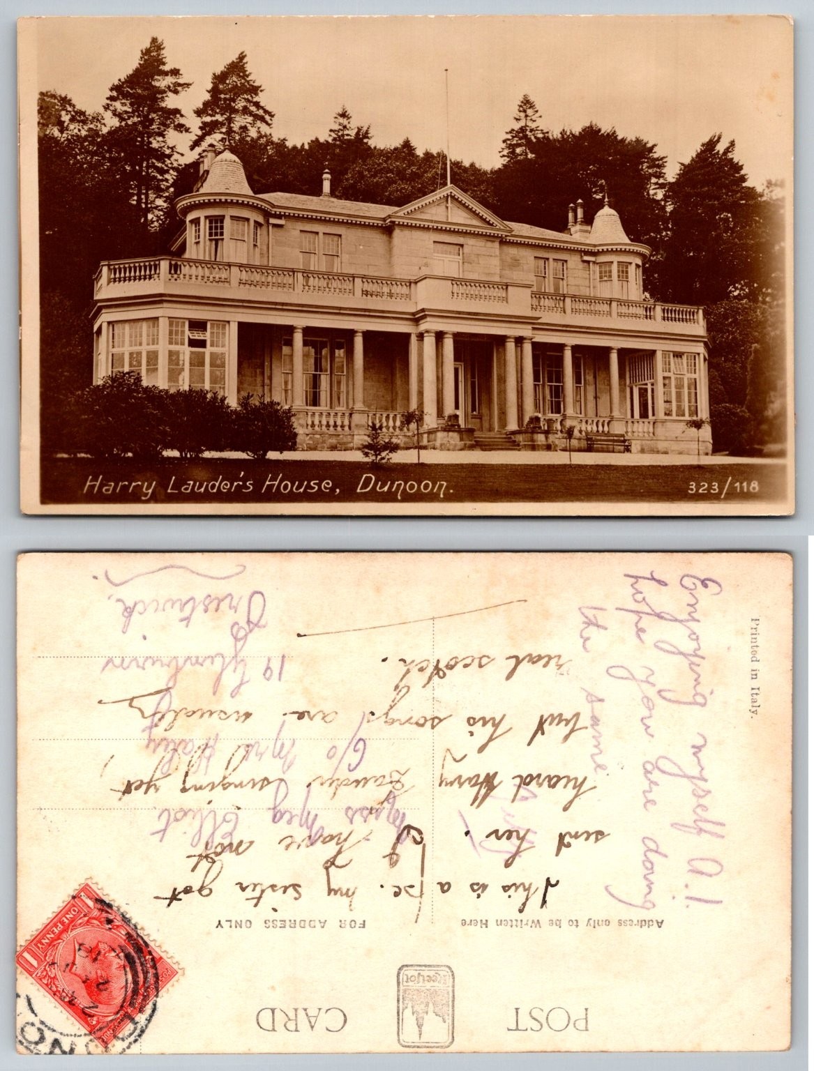 Harry Lauder\'s House Dunoon Scotland RPPC Vintage Postcard 1910s