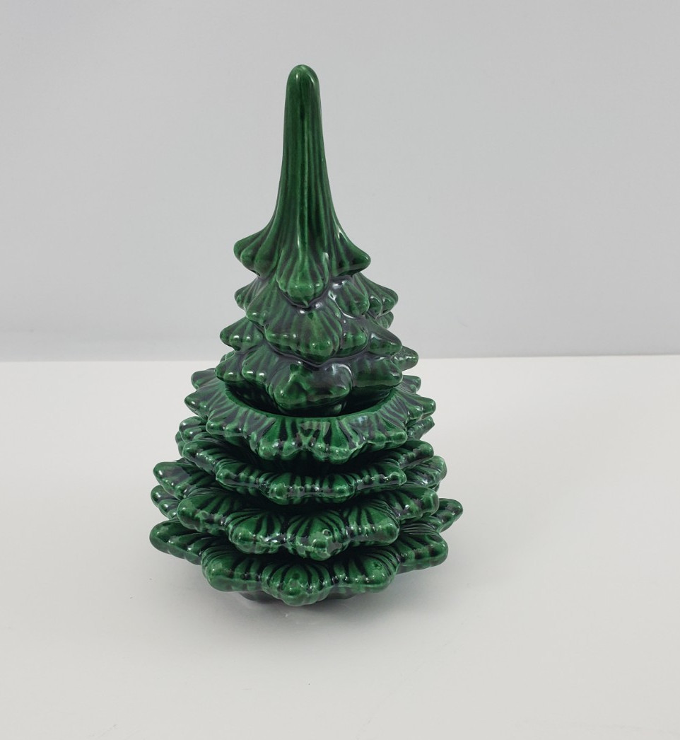 Vintage Stacking Ceramic Christmas Tree and Ashtray Set No Lighter MCM Japan 6.5