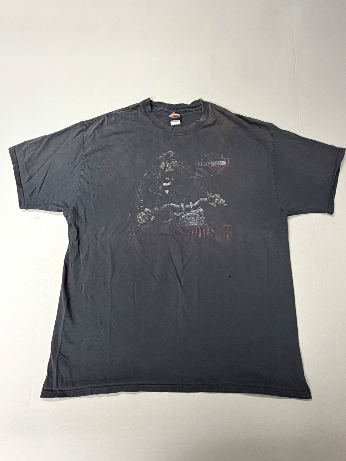 Vintage Harley-Davidson Motorcycles Black Graphic Faded Thrashed Size XL T-Shirt