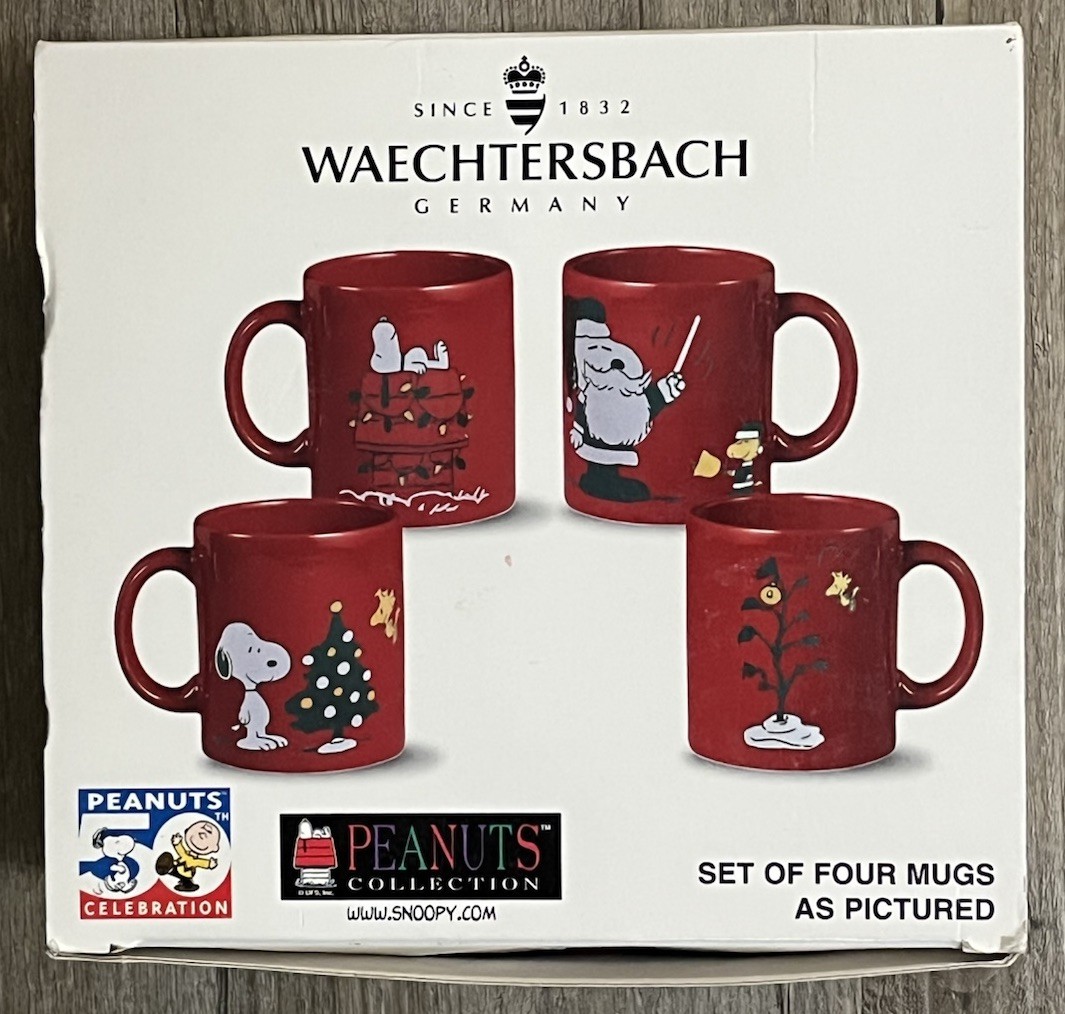 Vintage Waechtersbach Peanuts Christmas Mugs 50th Snoopy Woodstock Germany Vintage Waechtersbach Peanuts Christmas Mugs 50th Snoopy Woodstock Germany