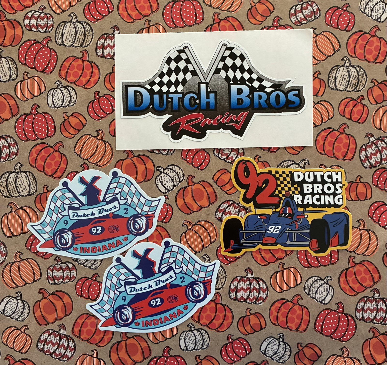 Dutch Bros Racing Flags Sticker, Racing Sticker Indy Car Indianapolis 
