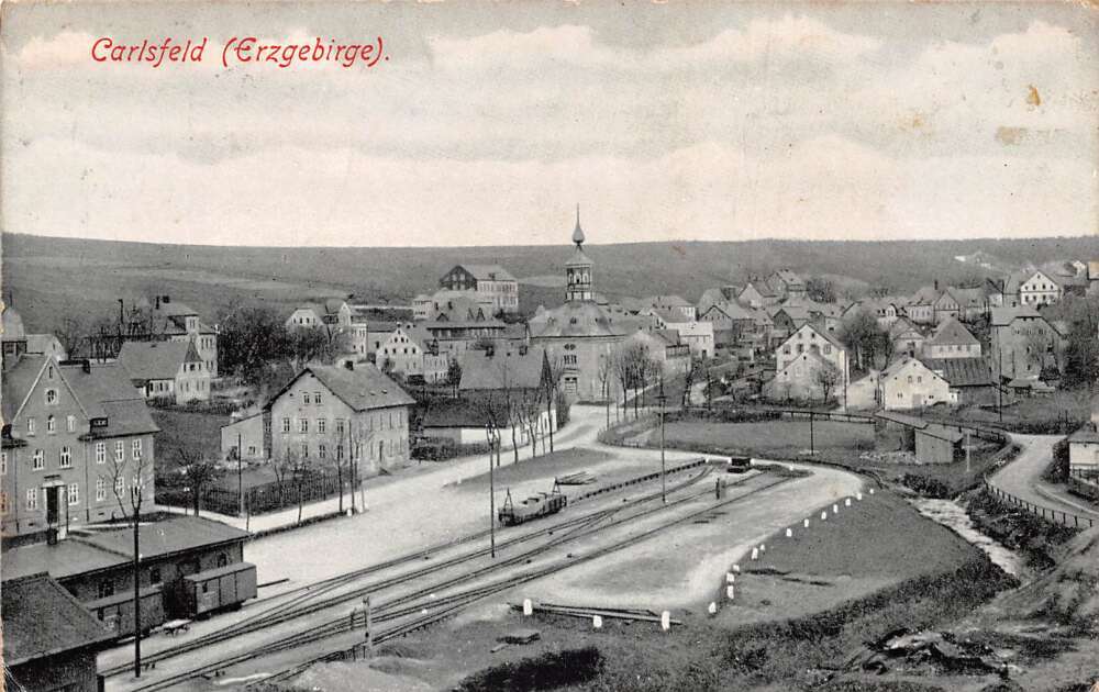 Carlsfeld Erzgebirge Germany Train Station Birds Eye View Postcard AA100580