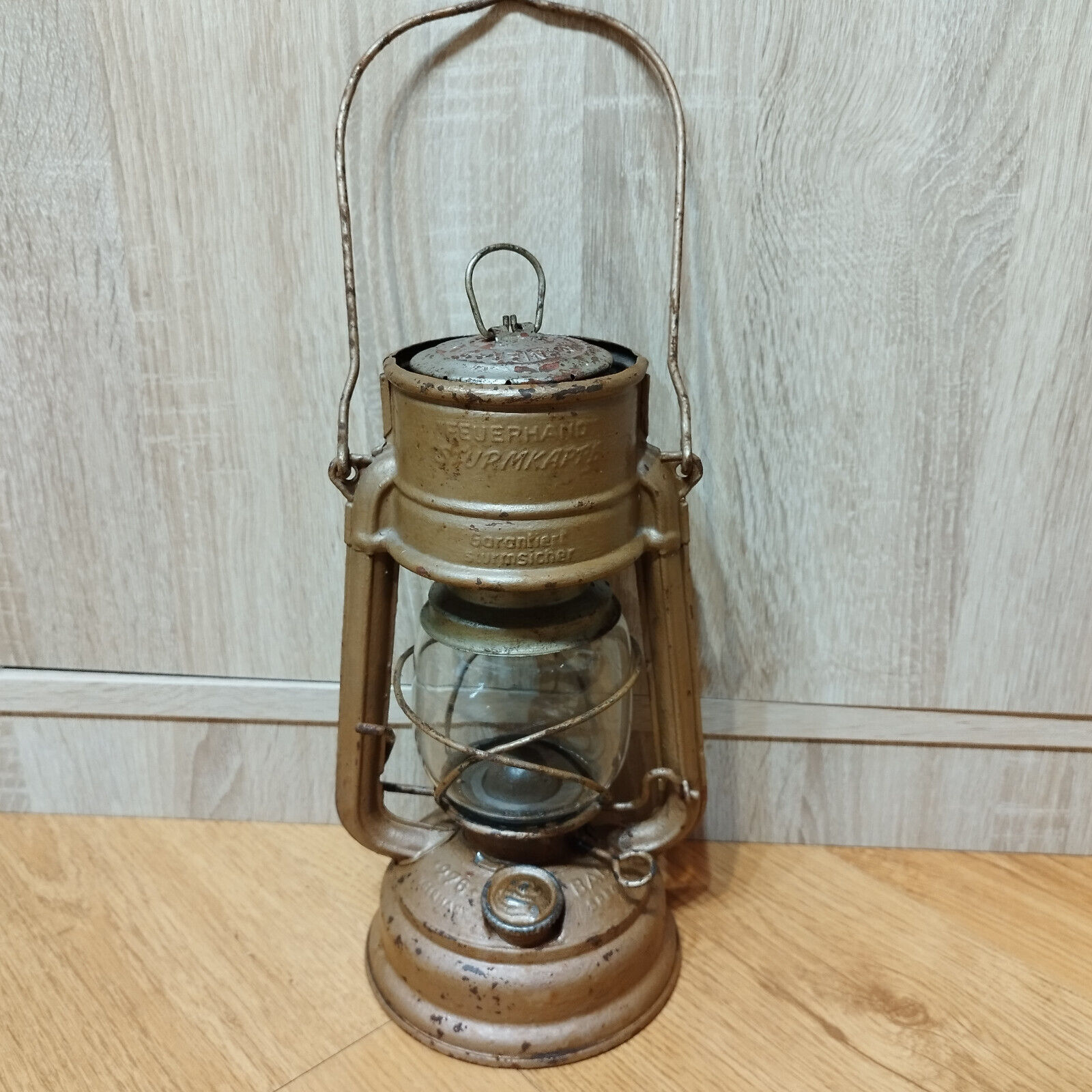 Old kerosene lantern Feuerhand 276 BABY special STURMKAPPE Germany Antique 