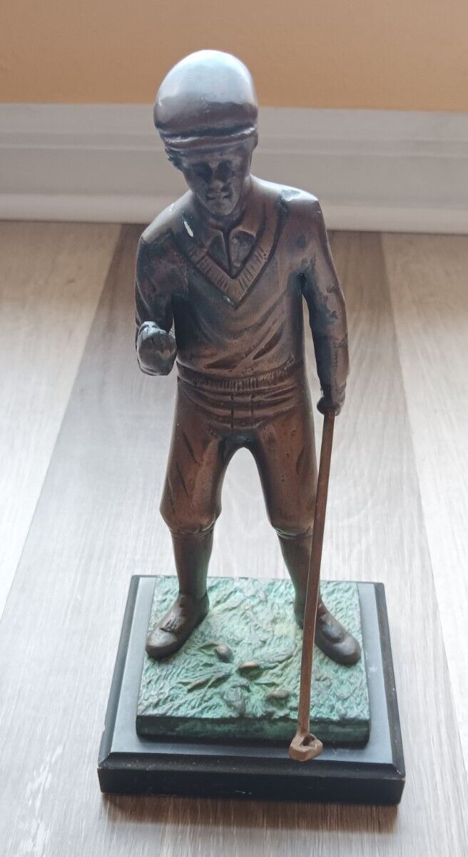 Bronze  Male Golfer Statue 8.5 inches tall  , triumphant golfer