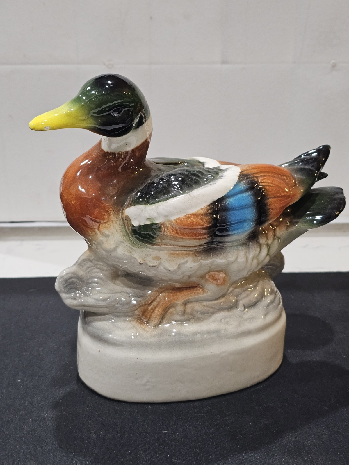Vintage Ceramic Mallard Duck Decoy Piggy Coin Bank Cabin Lake Home Decor