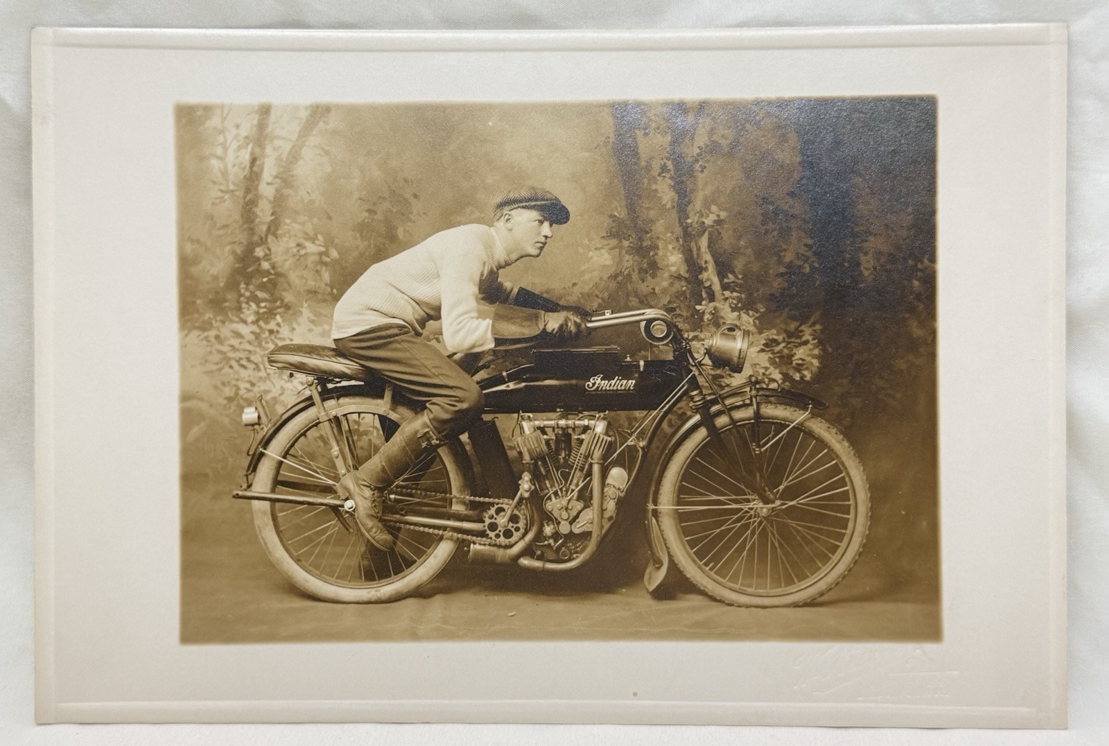 Antique Original 1910s Photo Photograph Indian Motorcycle Bridgeport Connecticut